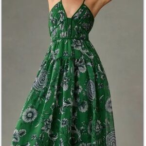 By Anthropologie Penny Green Floral Dress